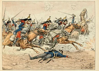 Illustration tirée du livre « Les Héros du Siècle », récits anecdotiques par Dick de Lonlay et illustrée par Louis Bombled (1862-1927)