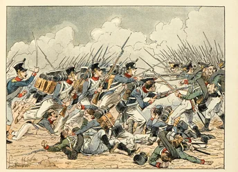 Illustration tirée du livre « Les héros du Siècle », récits anecdotiques par Dick de Lonlay et illustré par Louis Bombled (1862-1927)