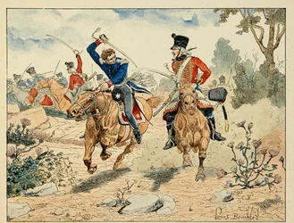Illustration tirée du livre « Les héros du siècle », récits anecdotiques par Dick de Lonlay et illustrés par Louis Bombled