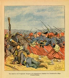 Les zouaves du 3e régiment chargent à la baïonnette et chassent les Prussiens du village d