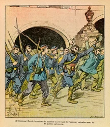 Lors des combats à Épinal en octobre 1870, le lieutenant Enard marche devant l