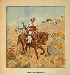 La Guerre à Madagascar - Histoire anecdotique des expéditions françaises de 1885-1895 par Henri Galli dit Galllichet, illustrée par Louis Bombled : Chasseur d