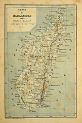 La Guerre à Madagascar-Histoire anecdotique des expéditions françaises de 1885-1895 par Henri Galli dit Galllichet (1854-1922), illustrée par Louis Bombled (1862-1927) : Carte de Madagascar, Collection privée