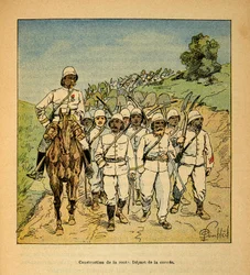 La guerre à Madagascar - Histoire anecdotique des expéditions françaises de 1885-1895 par Henri Galli dit Galllichet, illustrée par Louis Bombled : Construction d