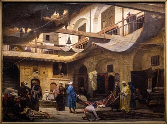 Le bazar du tapis dans le Khan Khalil au Caire