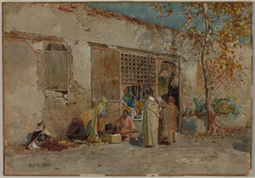 Scène marocaine, vers 1871 (aquarelle avec gouache et mine de plomb sur papier vélin monté sur carton)