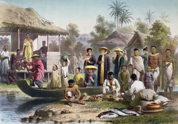 Costume annamite, cambodgien et siamois, redessiné par Janet Lange et gravé par Eugène Ciceri, vers 1870