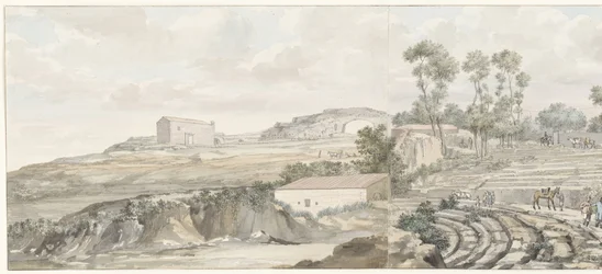 Intérieur avec escaliers du théâtre de Syracuse (Voyage en Italie, en Sicile et à Malte - 1778)