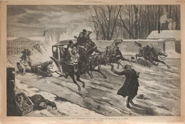 Assassinat du tsar Alexandre II à Saint-Pétersbourg, 1881.