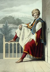 Un assistant de Veli Pacha de Thessalie, vers 1819 (lithographie)