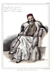 Vasili Gouda, aide de camp de Marc Botzaris (1788-1823). dans « Voyage à Athènes et Constantinople, ou collection de portraits grecs et ottomans, vues et costumes, peints sur place d