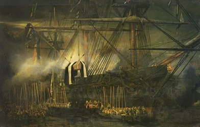 Le transport des cendres de Napoléon à bord de la «Belle-Poule» à Sainte-Hélène, 15 octobre 1840, 1842