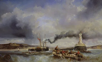 Vue du port de Boulogne depuis la mer, 1843
