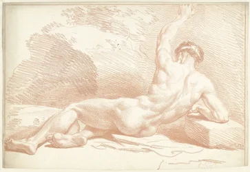 Homme nu, couché, vu de dos