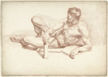 Nu masculin allongé, appuyé sur le bras gauche