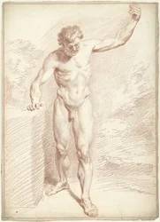 Homme nu debout, le bras gauche levé