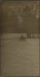[Figure sur un traîneau dans la neige]