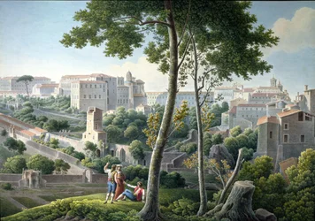 Vue de la colline du Quirinal à Rome, avec la Villa Colonna à l