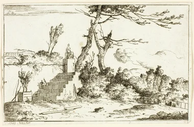 Paysage avec statue classique