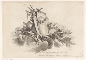 Cartouche avec objets agricoles
