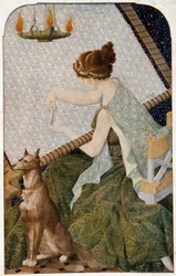 Pénélope avec sa tapisserie - panneau brodé par H. de Rudder