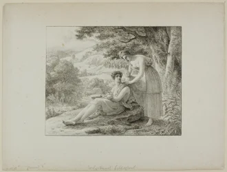 Deux figures dans un paysage