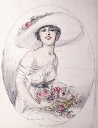 Fille avec Bouquet de Fleurs