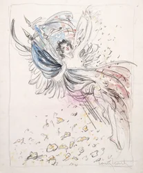 Fille avec des drapeaux