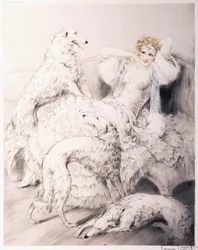 Fille avec un Borzoi