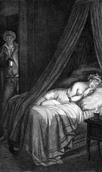 Les Liaisons dangereuses de Choderlos de Laclos (lettre 96). Valmont et Cécile de Volanges. Illustration gravée par Masquelier d