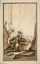 Le roi David à genoux en pénitence