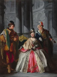 Trois figures habillées pour un bal masqué, vers 1740