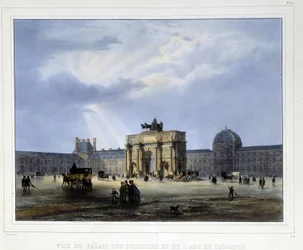 Palais des Tuileries et arc de Triomphe du Carrousel - dans "Paris en 1837" par Arnout