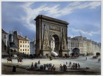 Porte Saint-Denis - dans "Paris en 1837" par Arnout, éd. Weith & Hauser