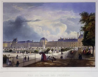 Vue du Palais des Tuileries - dans « Paris en 1837 » par Arnout