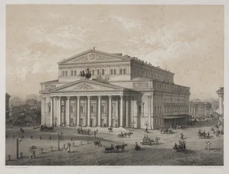 Bolchoï - Le Théâtre Bolchoï à Moscou, par Jacottet, Louis Julien (1806-?). Lithographie