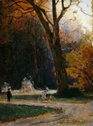 Cycliste dans le parc Karlsaue, Kassel