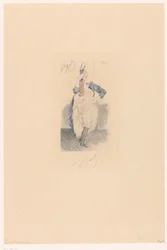 Danseuse de cancan avec jambe tendue et bras sur le côté (Le port d