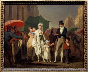 Les bourgeois sous la pluie