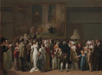 Le public contemplant le «Couronnement» de David au Louvre