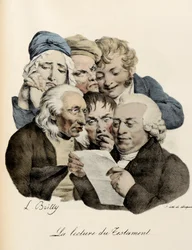 La lecture du testament. Gravure de Louis-Léopold Boilly