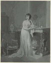 Femme devant une cheminée
