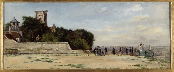 Le sommet de la butte Montmartre, avec la tour Solférino, vers 1870