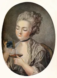 Fille prenant du café, vers 1774