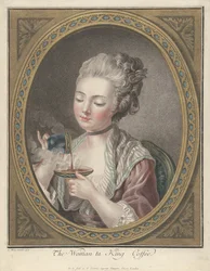 Femme prenant un café