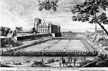 Château de la Rochefoucauld à Liancourt ; gravure de Louis Menier - Archives familiales