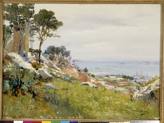 Vue des îles Frioul depuis les hauteurs de Madrague