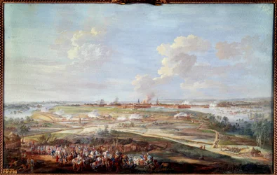 Vue du siège de Menin par Louis XV du 28 mai au 4 juin 1744