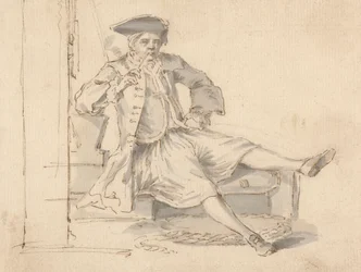 Officier de marine assis fumant
