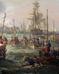 La flotte royale suivant Louis XVI à Cherbourg le 23 juin